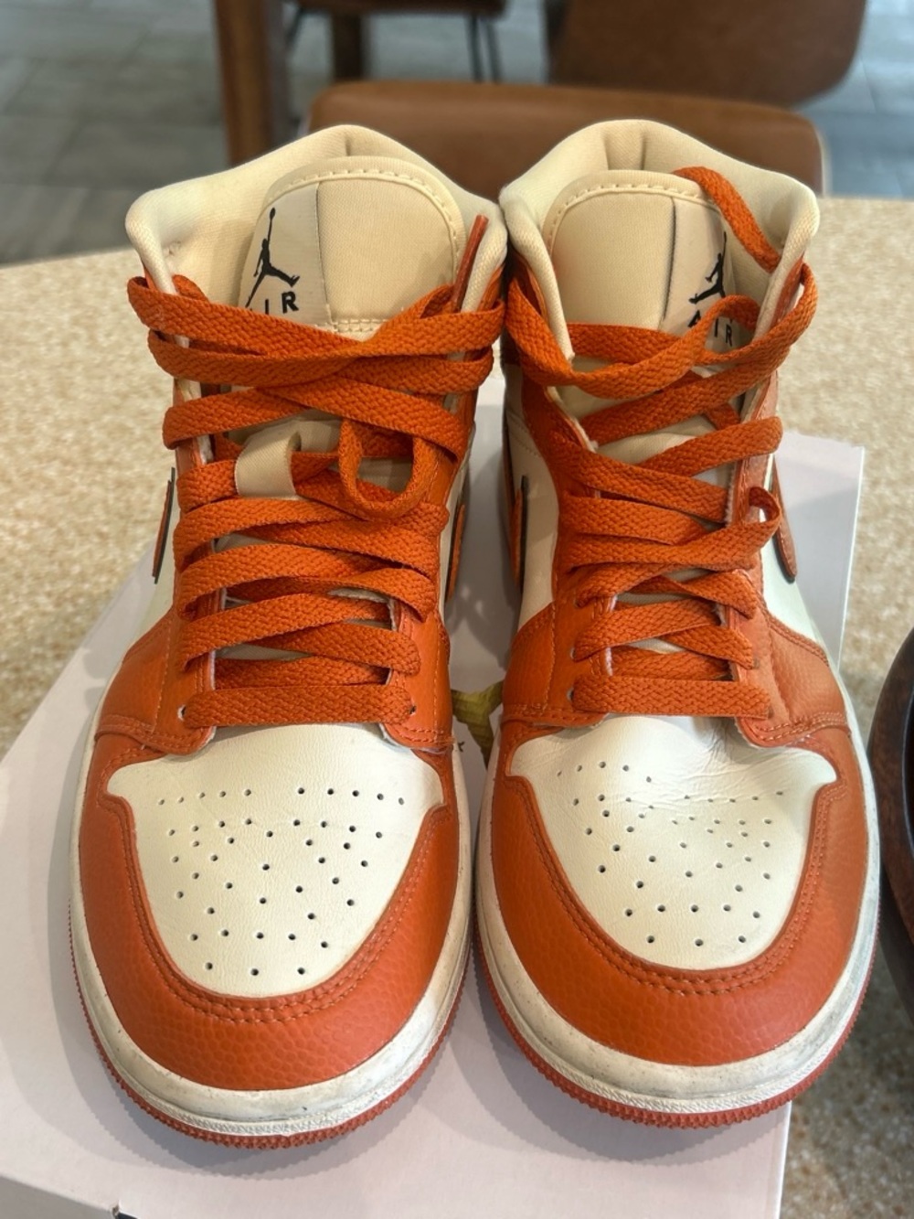 Nike Air Jordan 1 Low White & Orange Lace-Up Sneakers